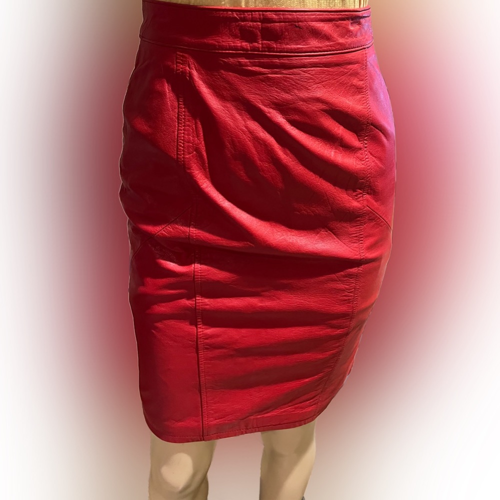 CHIA Red Leather Mini Skirt Size 4